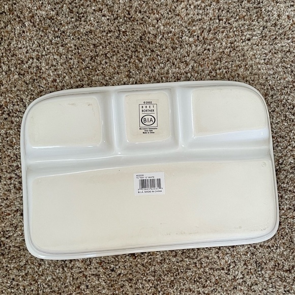 BIA Cordon Bleu Bret Bortner TV Tray White Stoneware Divided Dishes Dinnerware - Picture 5 of 6